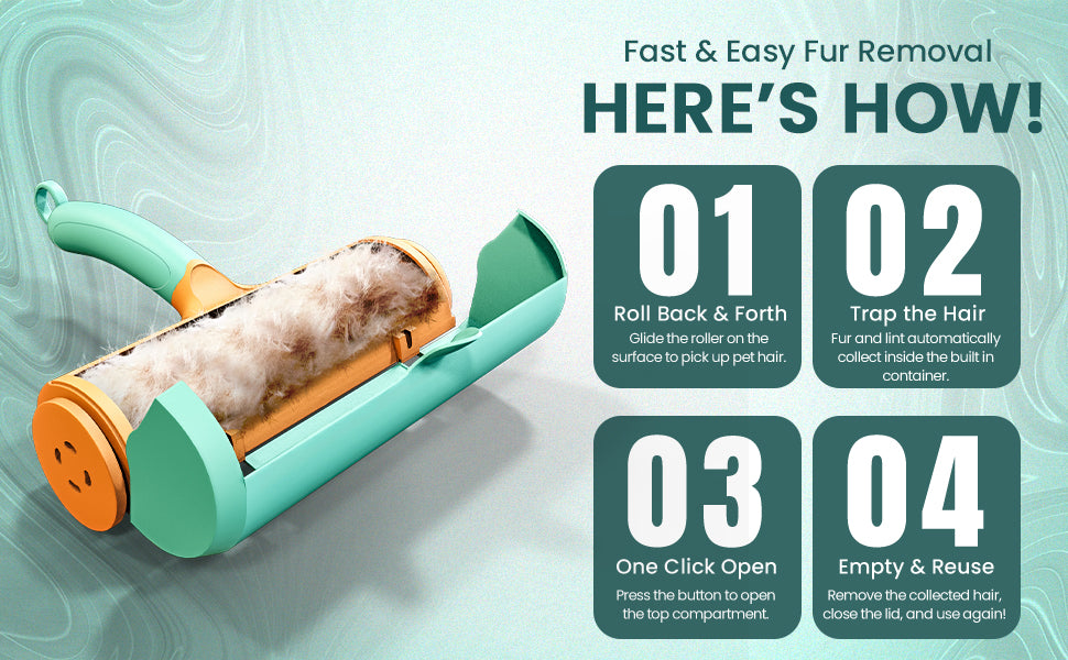 Reusable Pet Hair Cleaner–  Fast & Mess-Free Cleaning - Orange